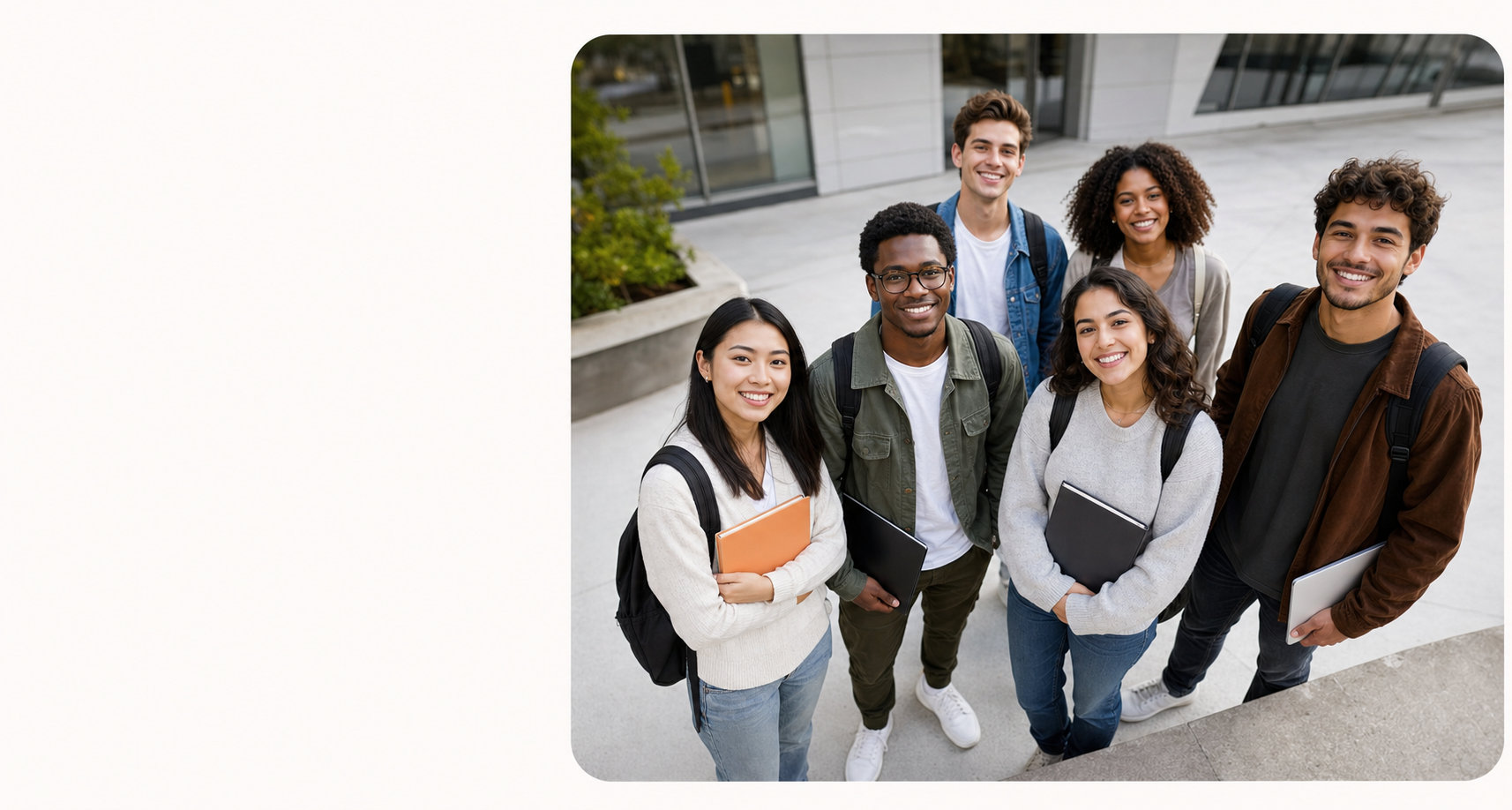 A group of university students ready to work together